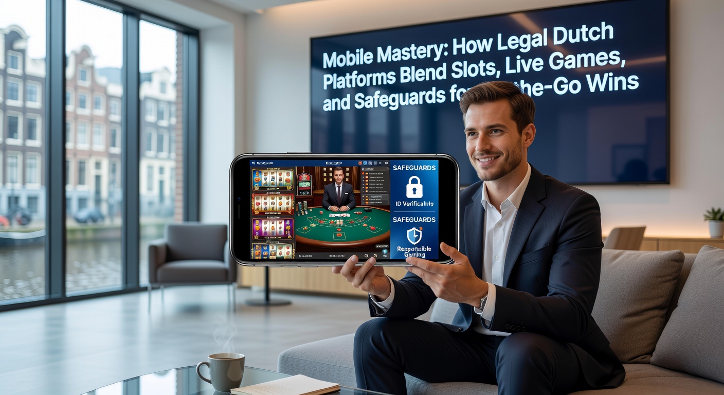 Live blackjack-tafel op een mobiel apparaat met Nederlandse dealer, chatfunctie en inzetlimieten zichtbaar, omringd door slots-iconen en beveiligingsbadges