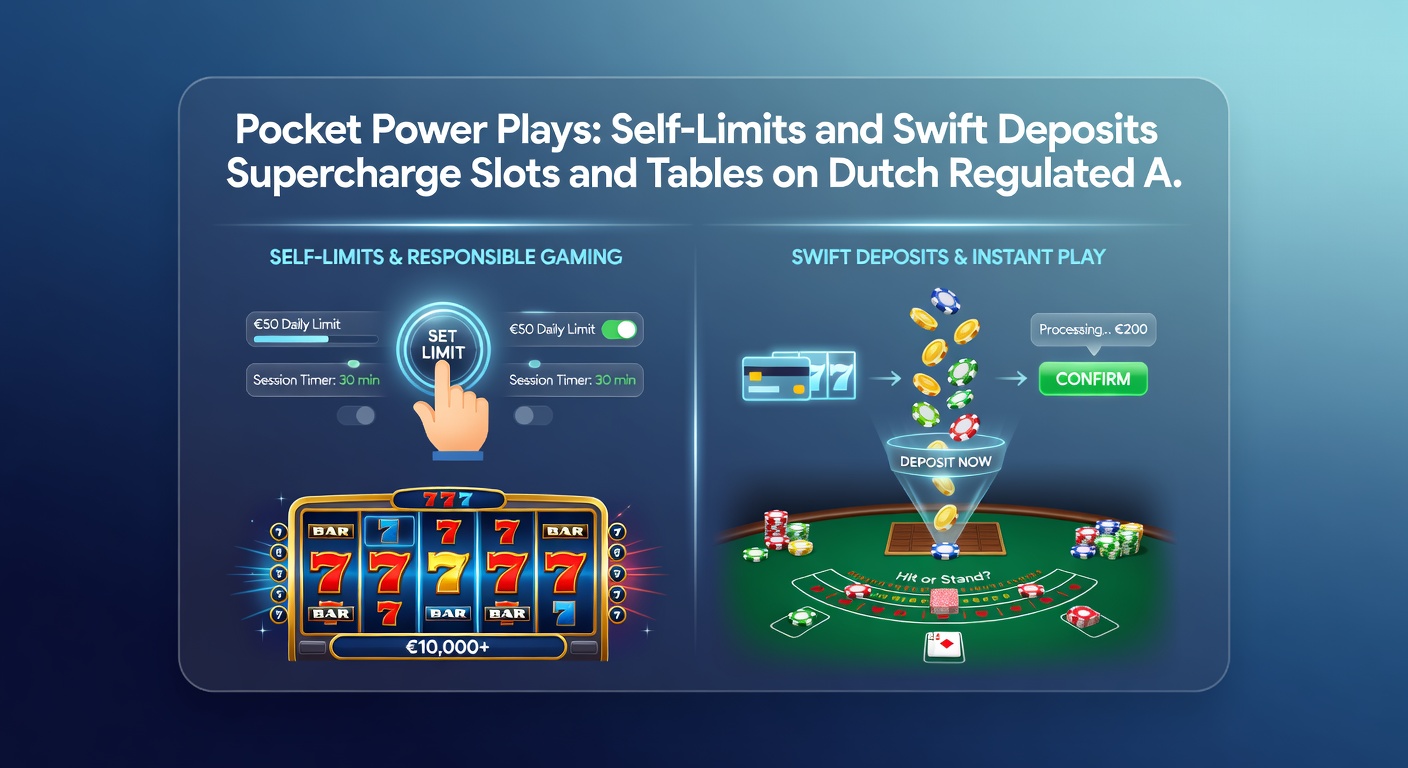 Grafiek met statistieken over zelflimieten en deposit-snelheden op Nederlandse casino-apps, met slots-iconen en live tafel-afbeeldingen