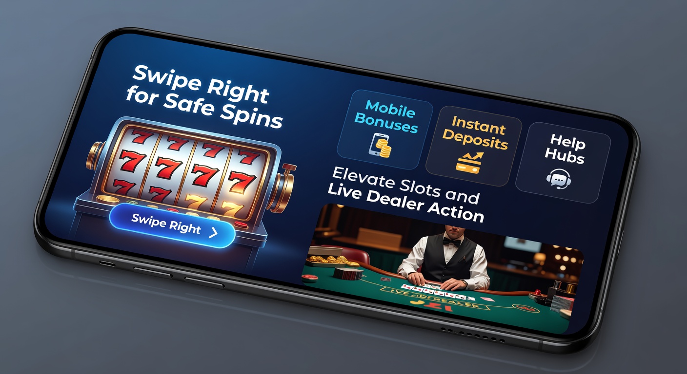 Speler veegt op mobiel scherm voor slots bonus in levendige live dealer setting met veilige deposit icoontjes