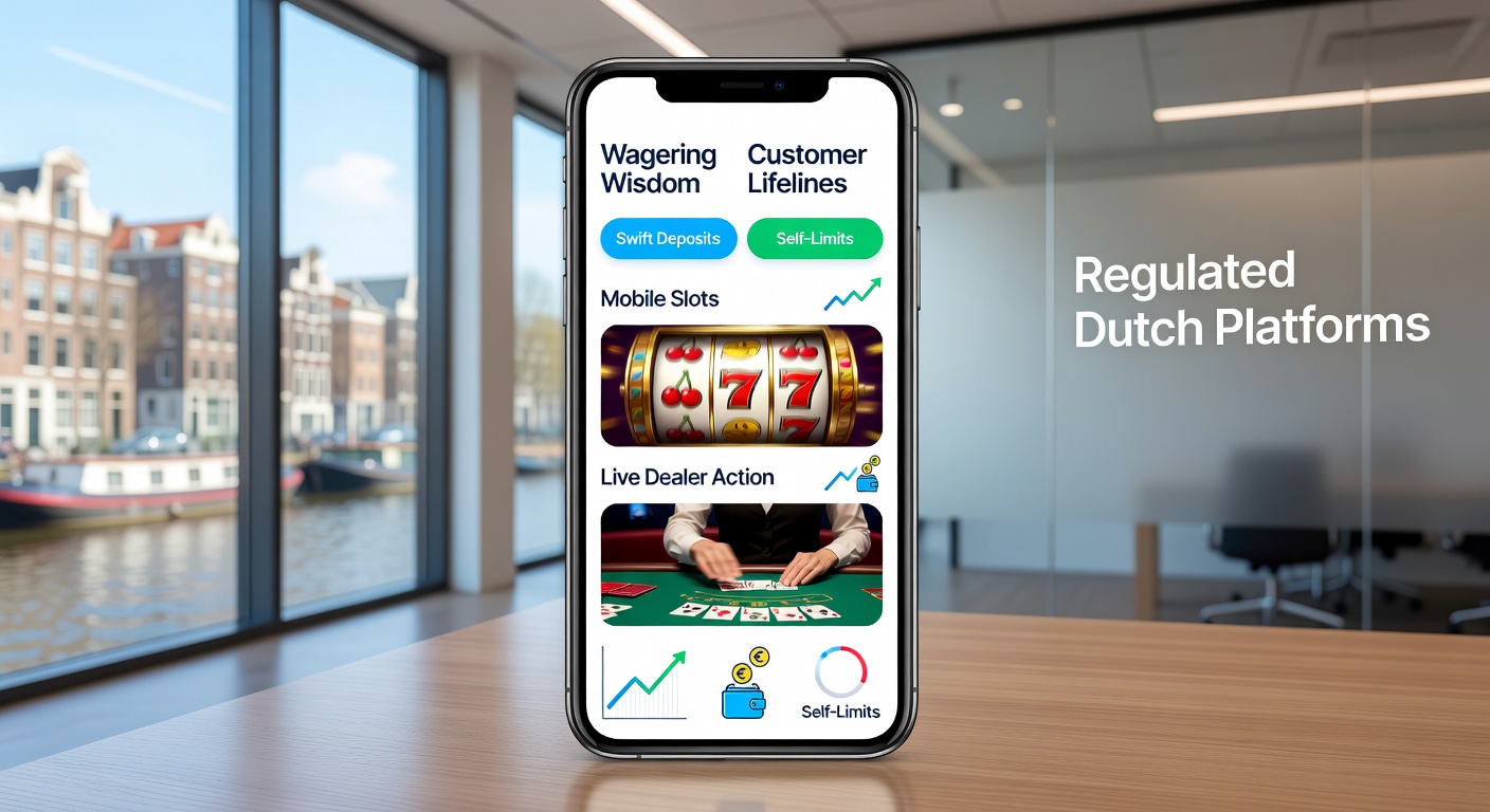 Mobiele slots en live dealer tafels op een Nederlands gereguleerd casino platform, met iconen voor snelle deposits en zelflimieten